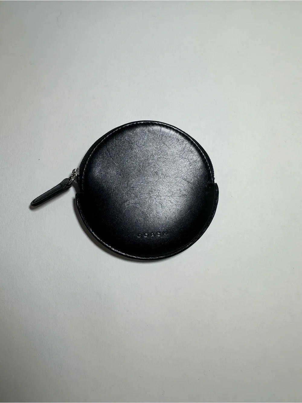 Coach Y2K Black Round Leather Coin Case